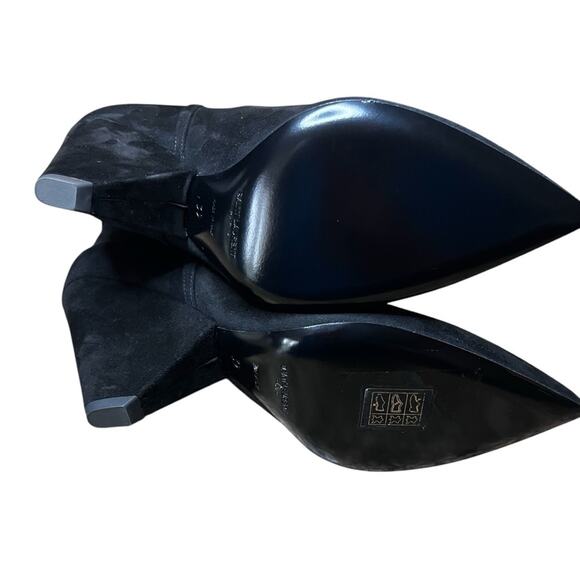 Saint Laurent Silver Monogram Niki Booties In Black Suede NEW EU 39 US 9 - Picture 7 of 10